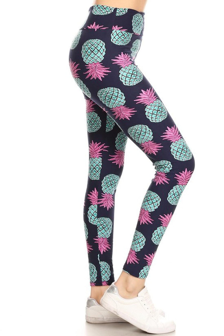 Buttery Smooth Teal Pineapple High Waisted Leggings - EEVEE