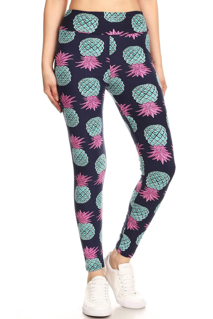 Buttery Smooth Teal Pineapple High Waisted Leggings - EEVEE