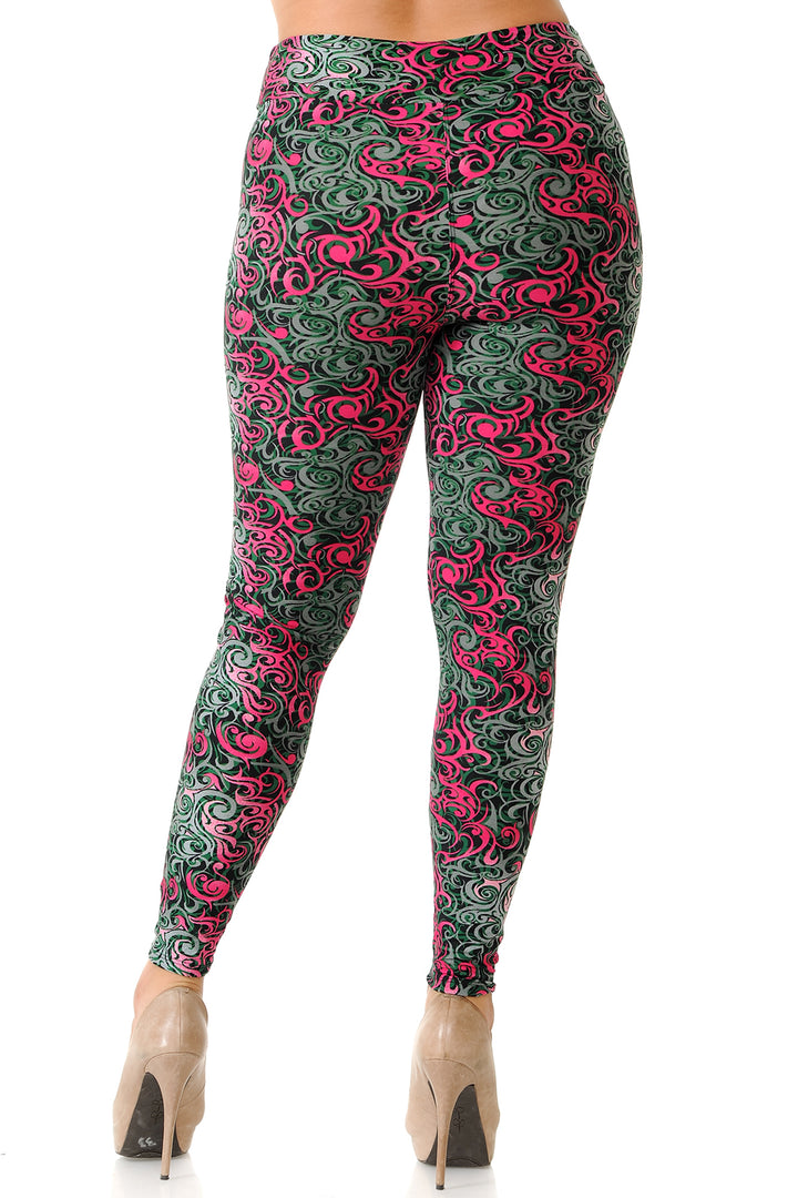 Buttery Smooth Fuchsia Twisted Swirl High Waist Plus Size Leggings