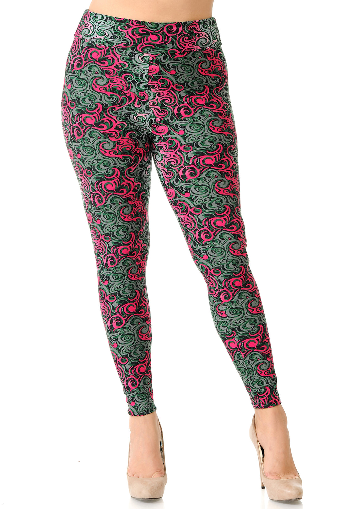 Buttery Smooth Fuchsia Twisted Swirl High Waist Plus Size Leggings