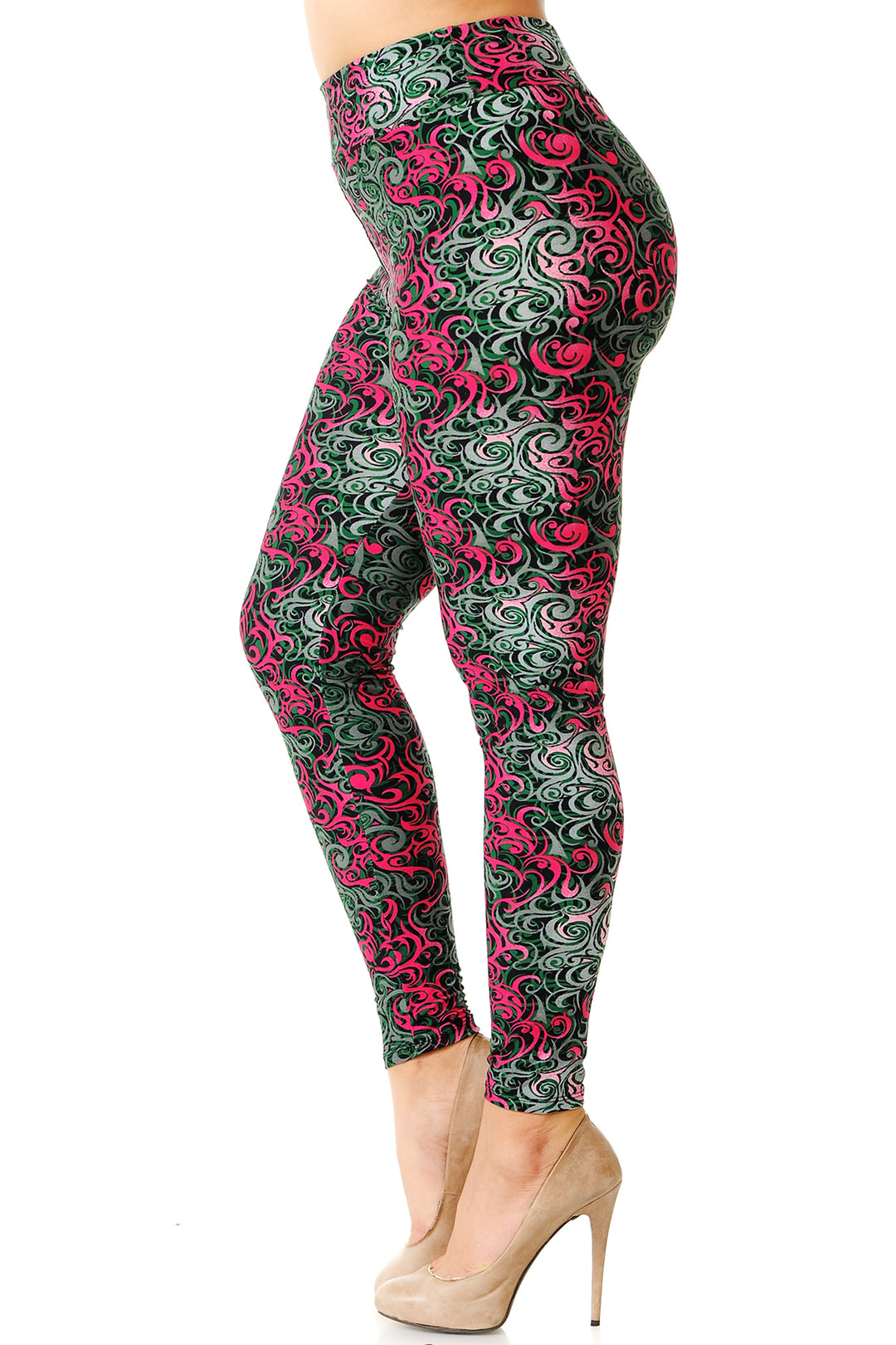 Buttery Smooth Fuchsia Twisted Swirl High Waist Plus Size Leggings