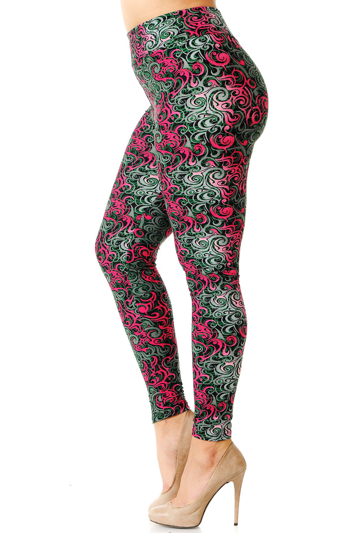 Buttery Smooth Fuchsia Twisted Swirl High Waist Plus Size Leggings