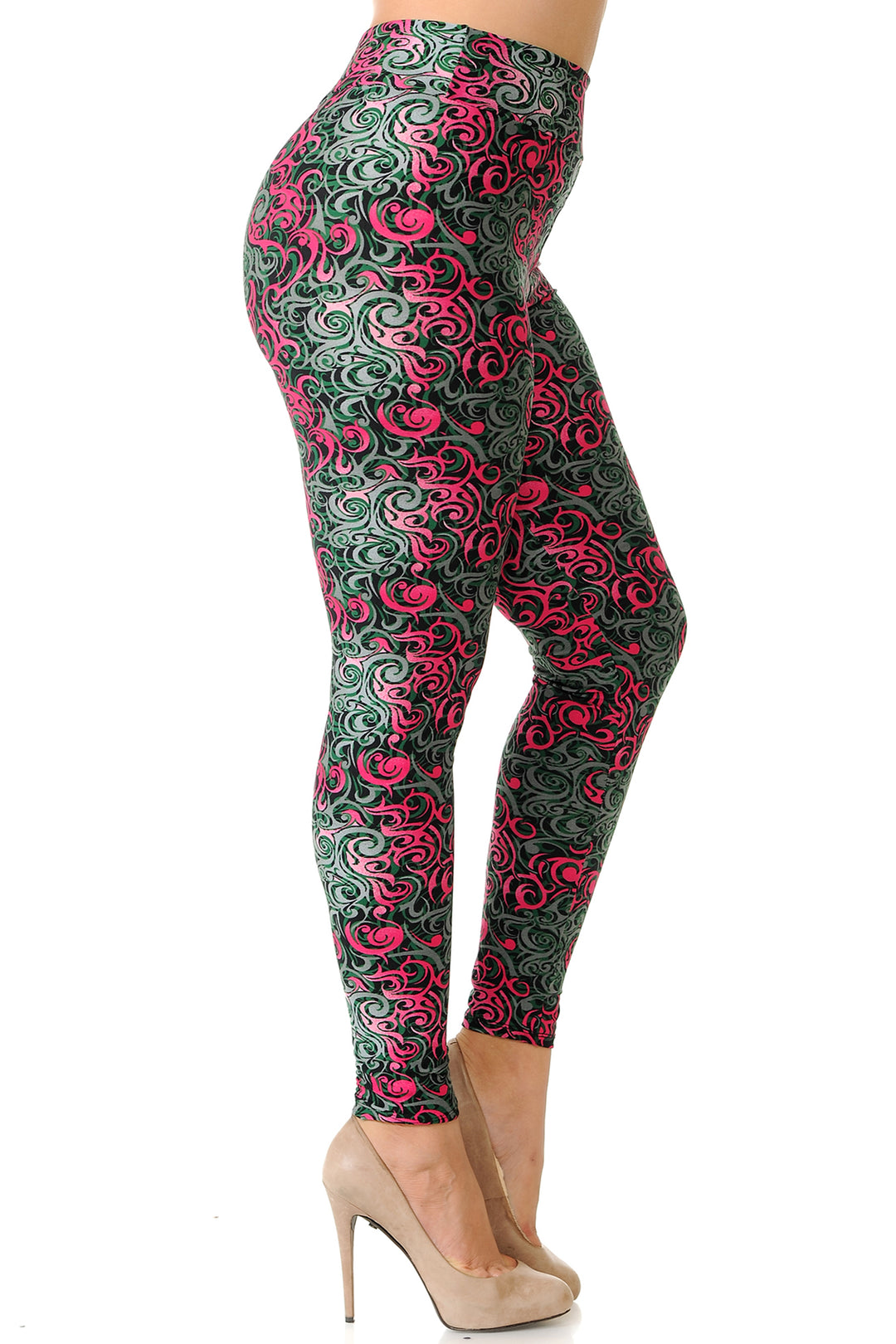 Buttery Smooth Fuchsia Twisted Swirl High Waist Plus Size Leggings