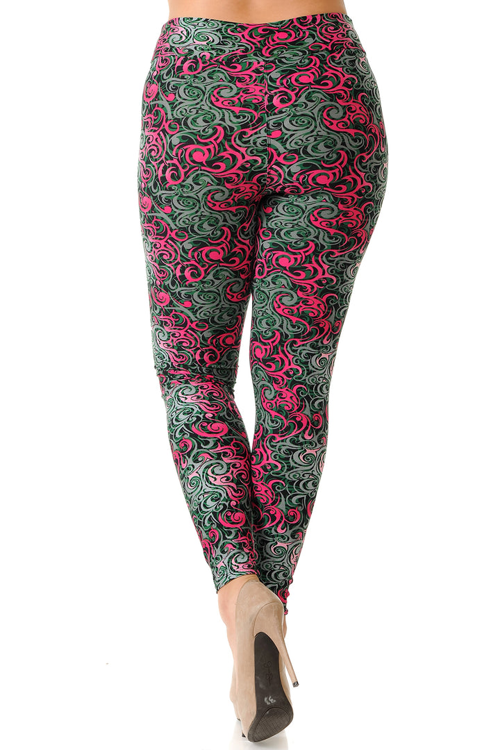Buttery Smooth Fuchsia Twisted Swirl High Waist Plus Size Leggings
