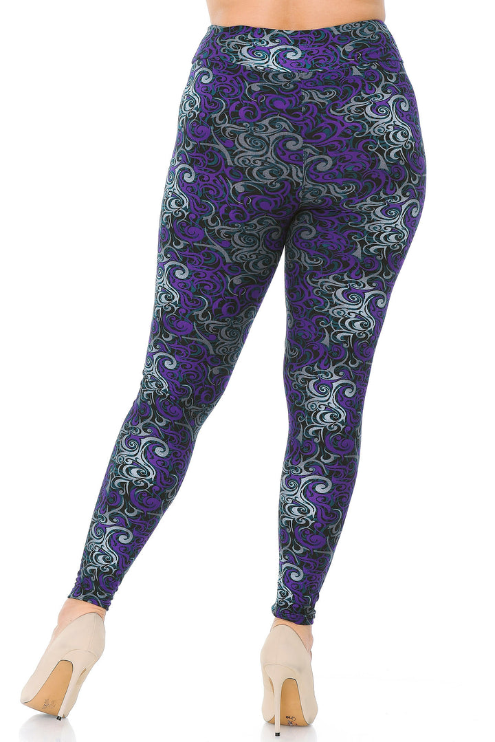 Buttery Smooth Purple Twisted Swirl High Waisted Plus Size Leggings