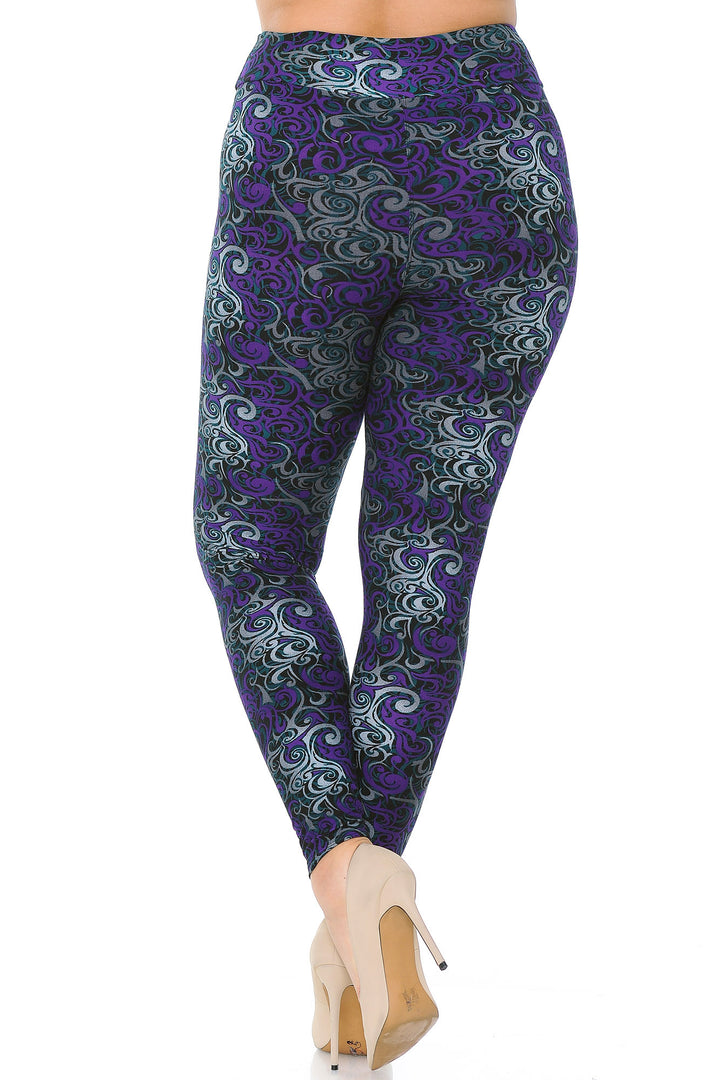 Buttery Smooth Purple Twisted Swirl High Waisted Plus Size Leggings