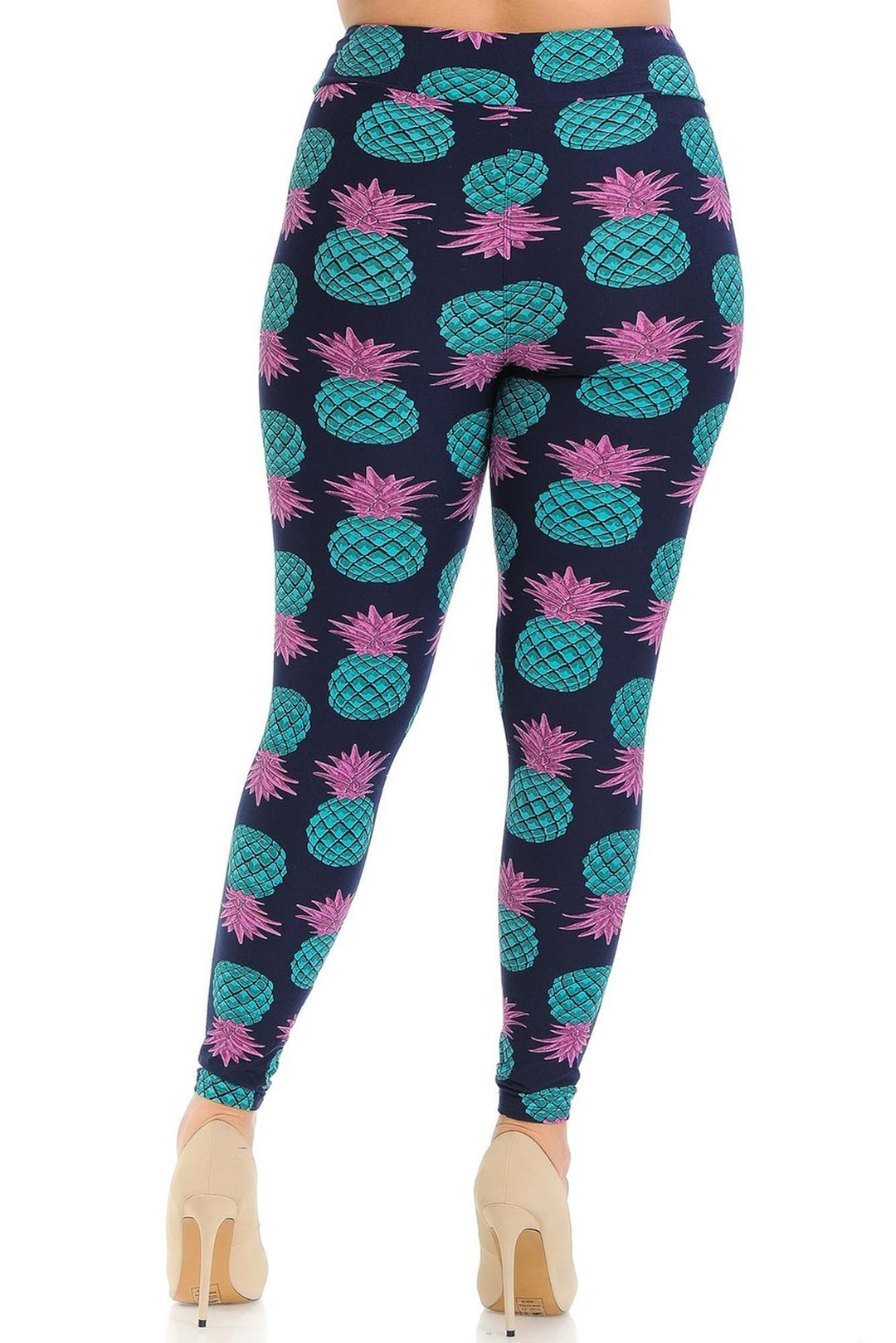 Buttery Smooth Teal Pineapple High Waisted Plus Size Leggings - EEVEE