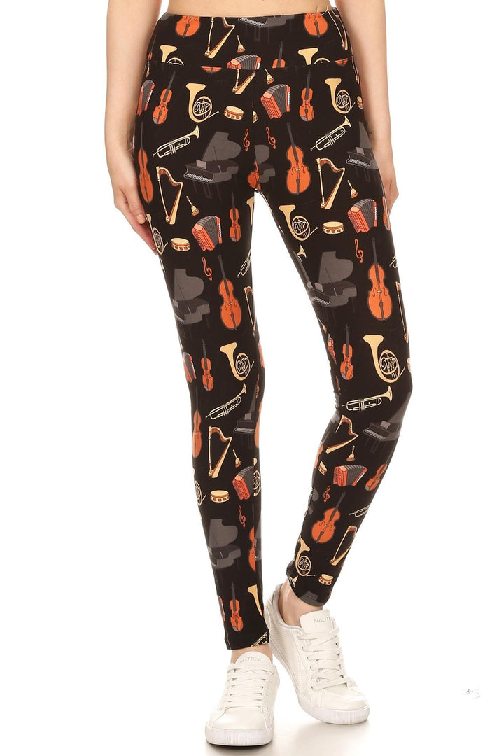 Buttery Smooth Musical Instrument High Waisted Plus Size Leggings