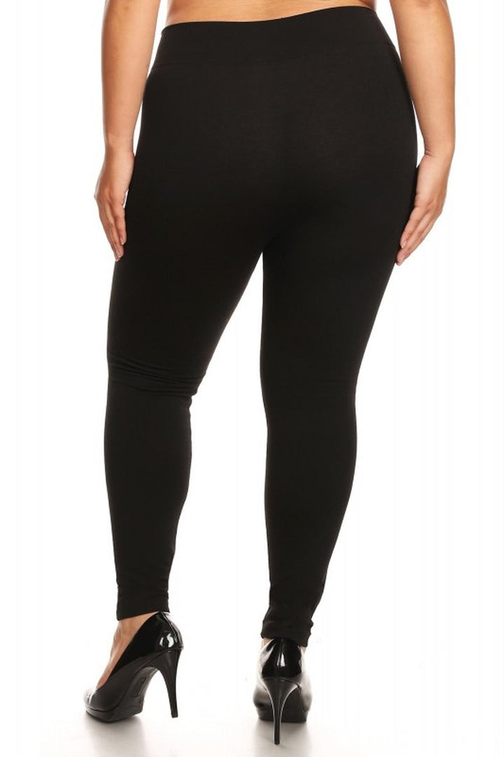 Premium Fit French Terry Plus Size Leggings - Black Charcoal - 2 Pack