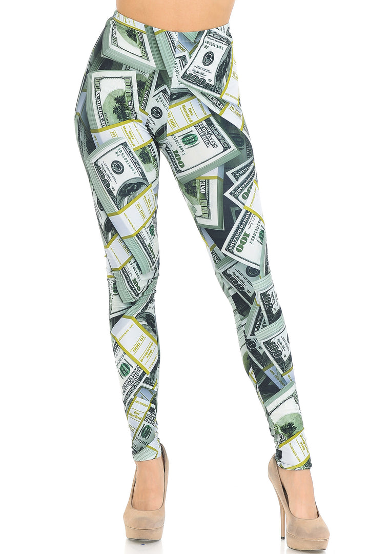 Creamy Soft Cash Money Leggings - USA Fashion