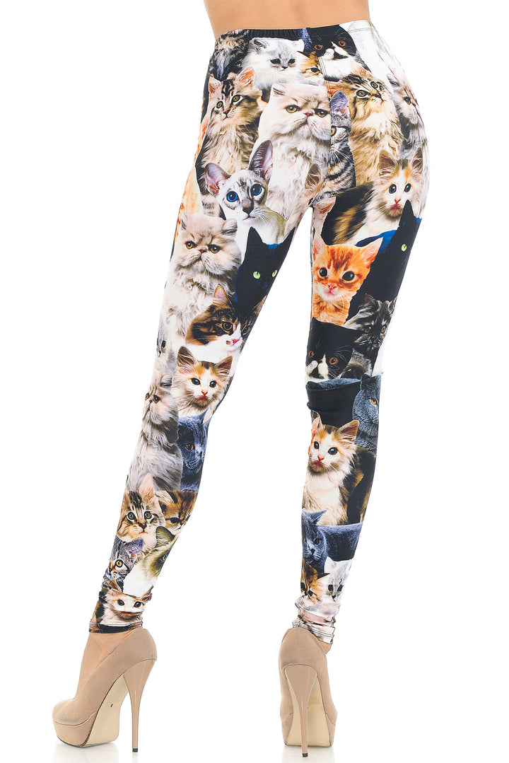 Creamy Soft Cat Collage Extra Small Leggings - USA Fashion
