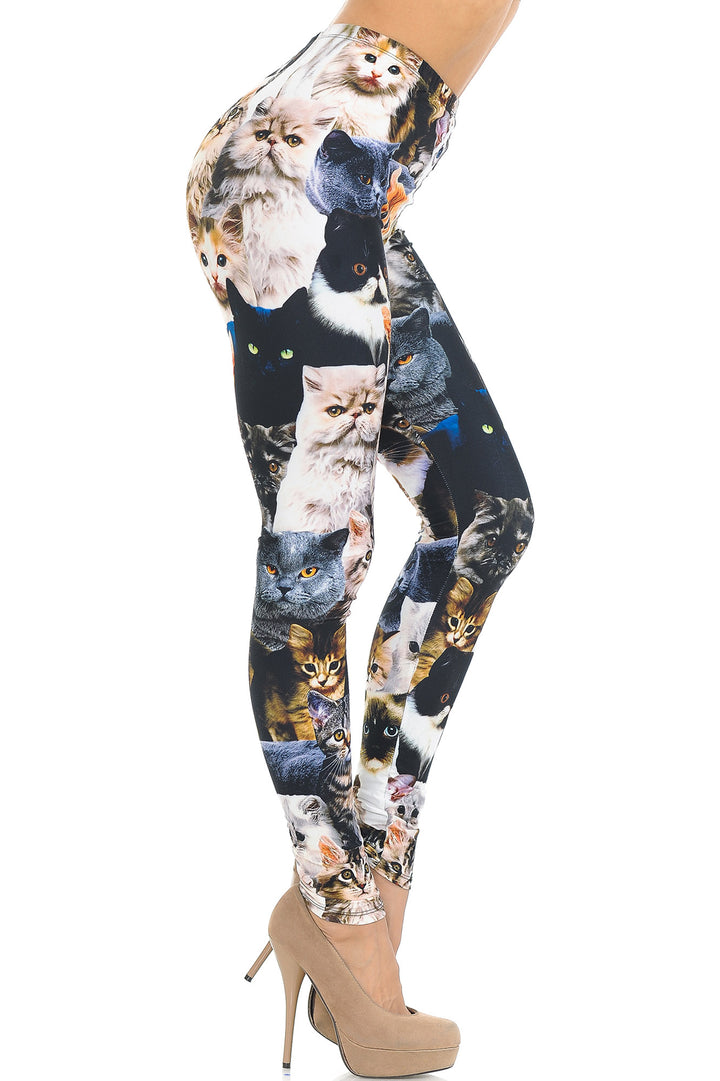 Creamy Soft Cat Collage Extra Small Leggings - USA Fashion