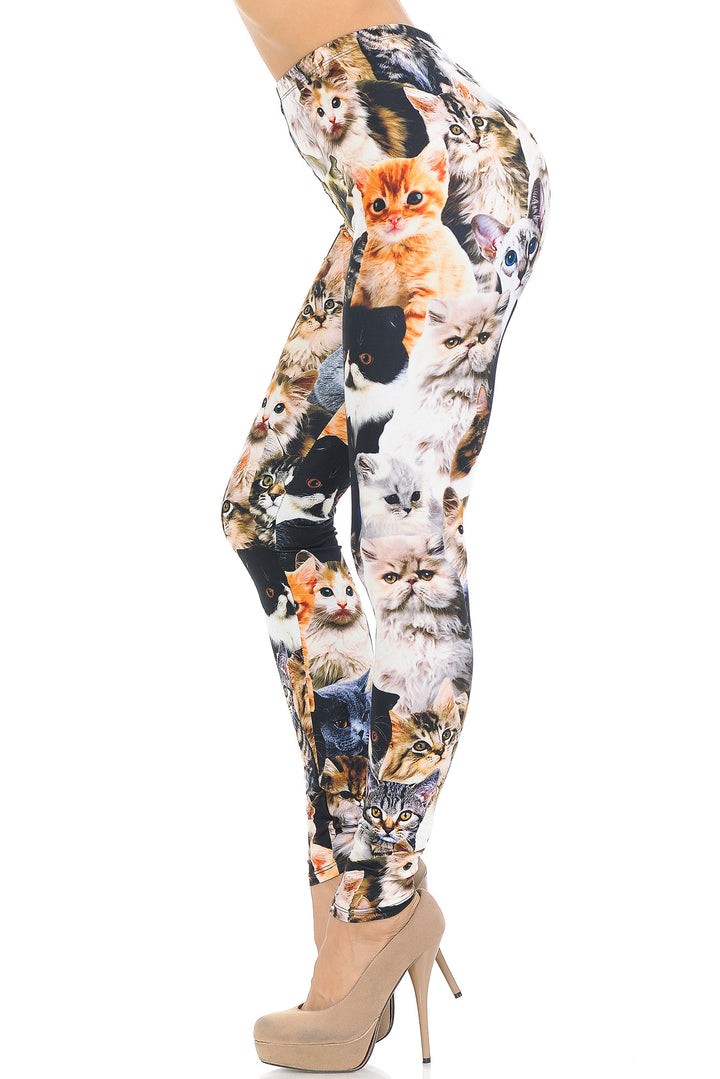 Creamy Soft Cat Collage Extra Small Leggings - USA Fashion