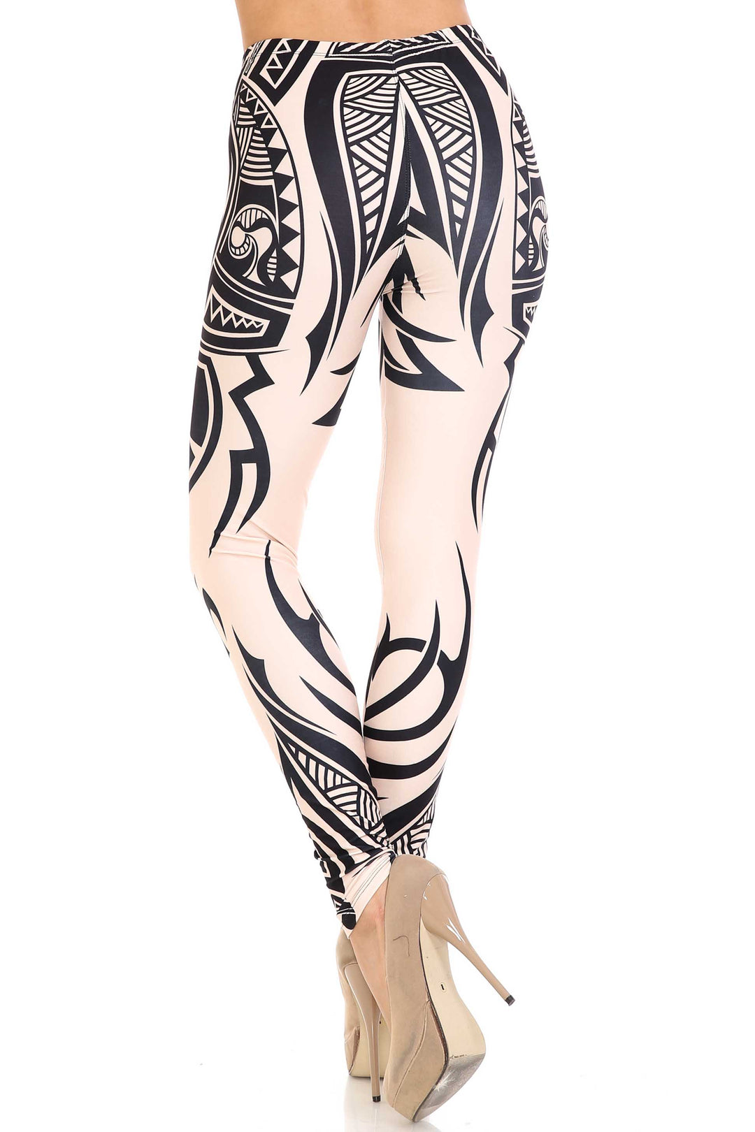 Creamy Soft Celestial Tribal Leggings - USA Fashion (One Size Regular,Beige)