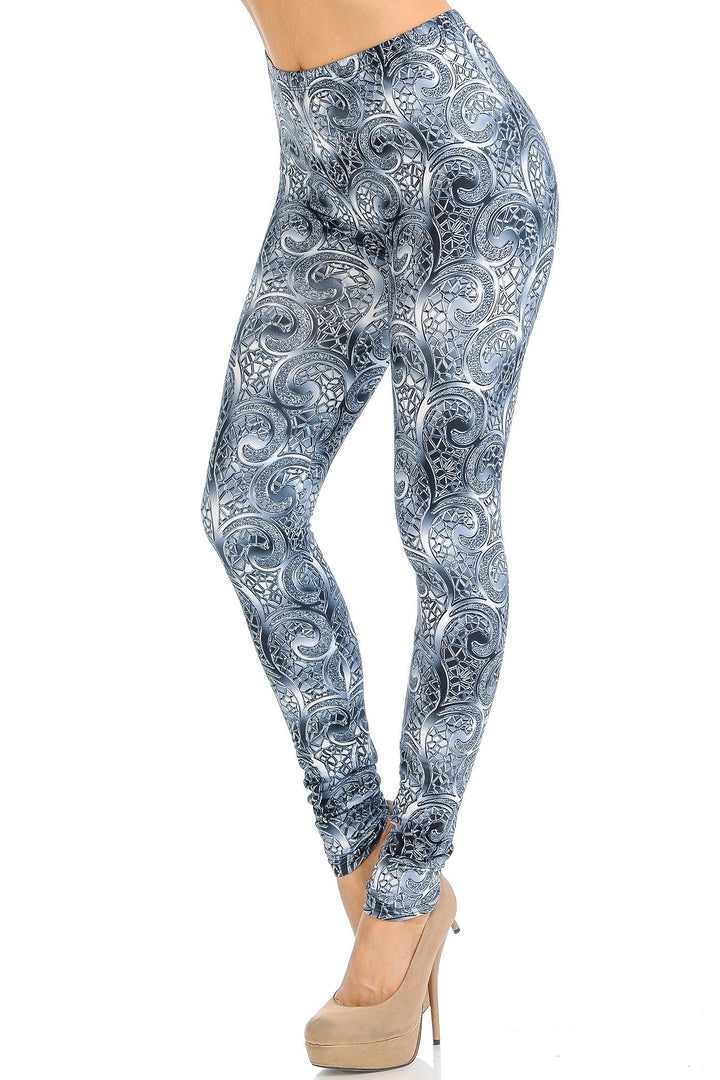 Creamy Soft Swirling Crystal Glass Extra Small Leggings - USA Fashion