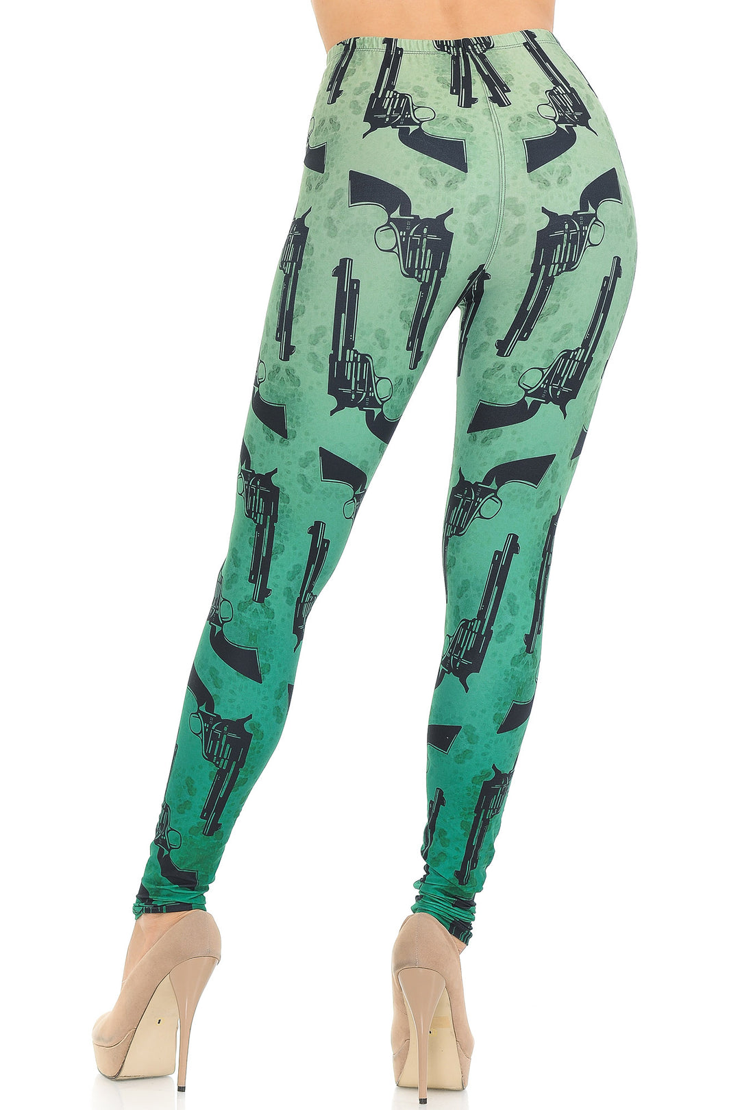 Creamy Soft Ombre Green Guns Extra Small Leggings - USA Fashion