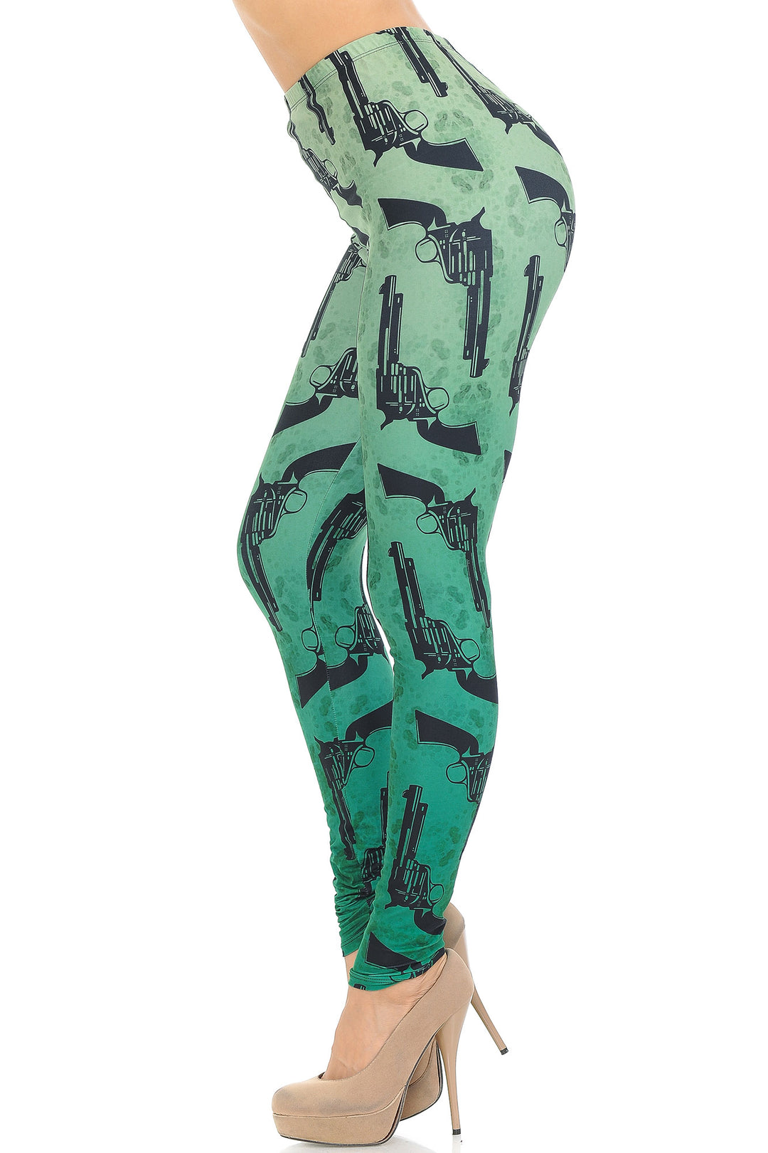 Creamy Soft Ombre Green Guns Extra Small Leggings - USA Fashion