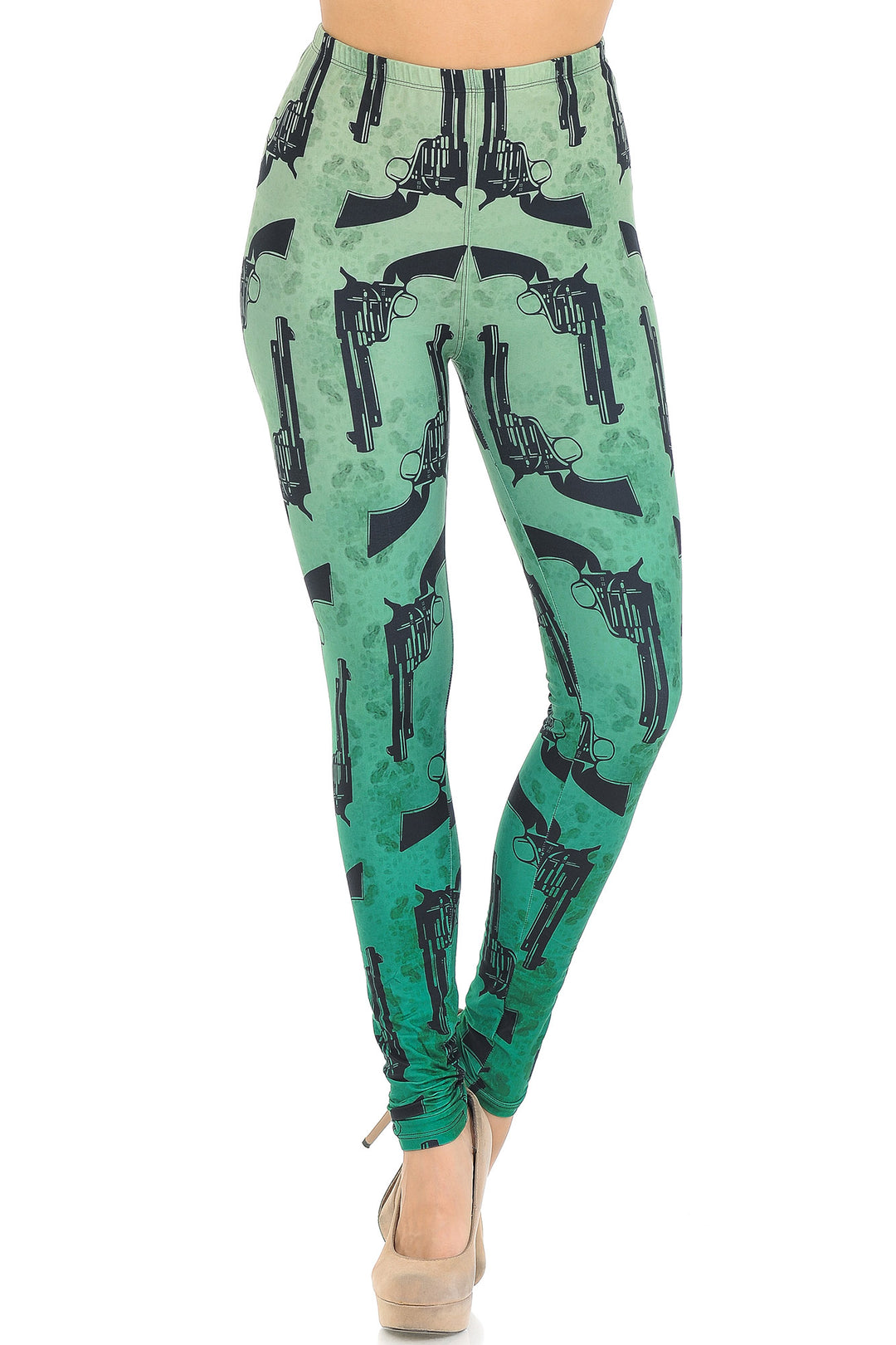 Creamy Soft Ombre Green Guns Extra Small Leggings - USA Fashion