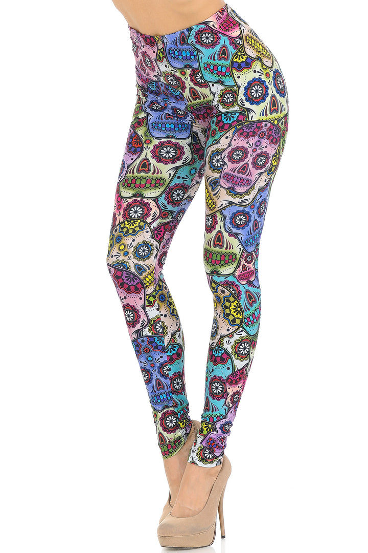 Creamy Soft Sugar Skull Leggings - USA Fashion