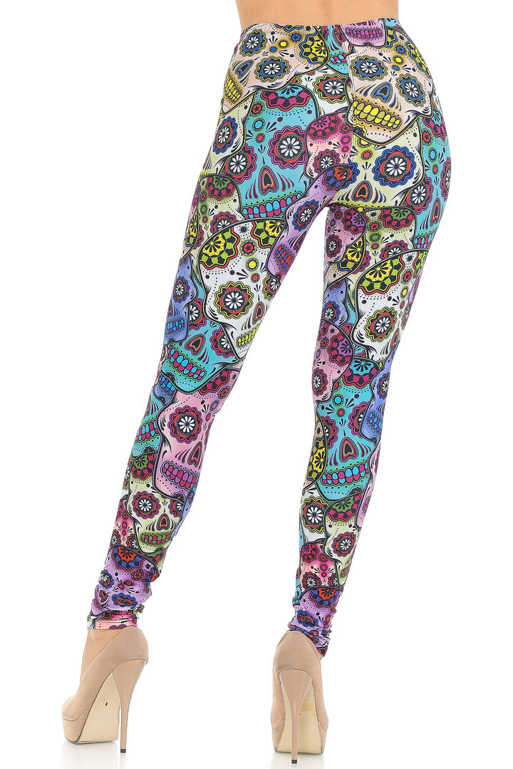 Creamy Soft Sugar Skull Leggings - USA Fashion