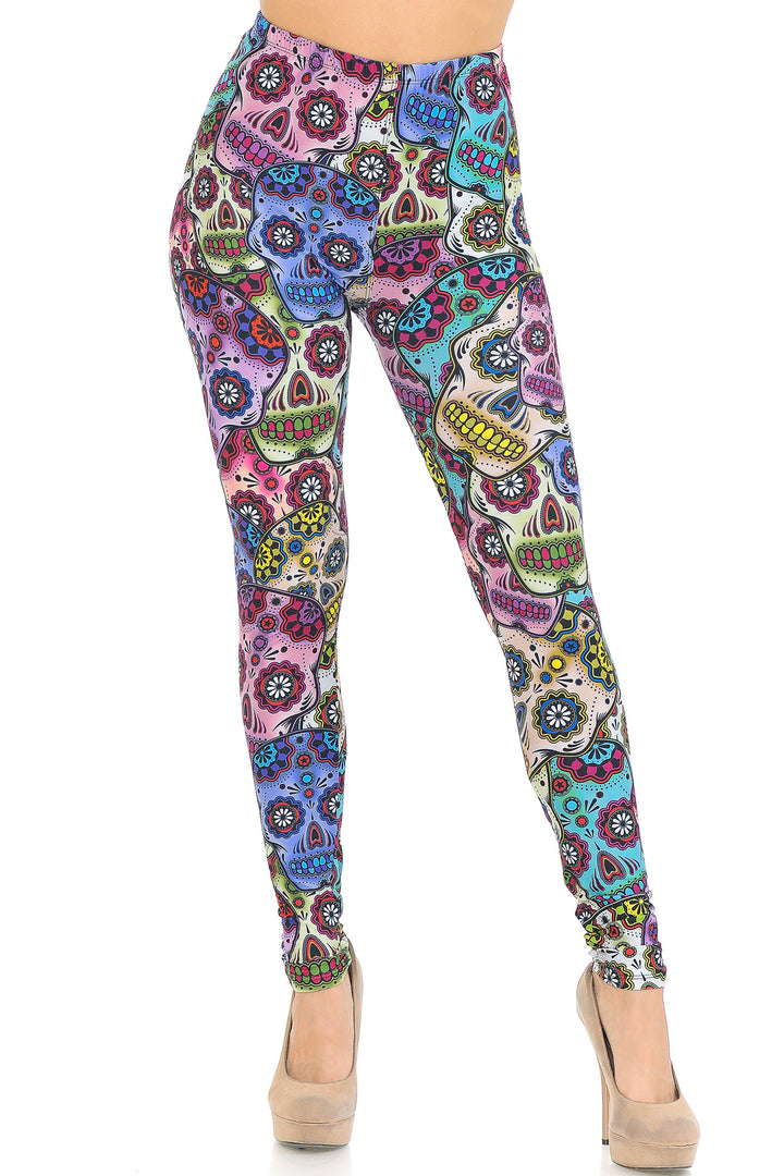 Creamy Soft Sugar Skull Leggings - USA Fashion