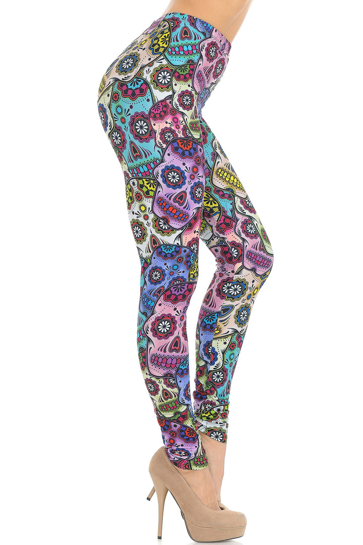 Creamy Soft Sugar Skull Leggings - USA Fashion