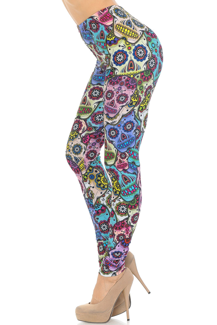 Creamy Soft Sugar Skull Leggings - USA Fashion