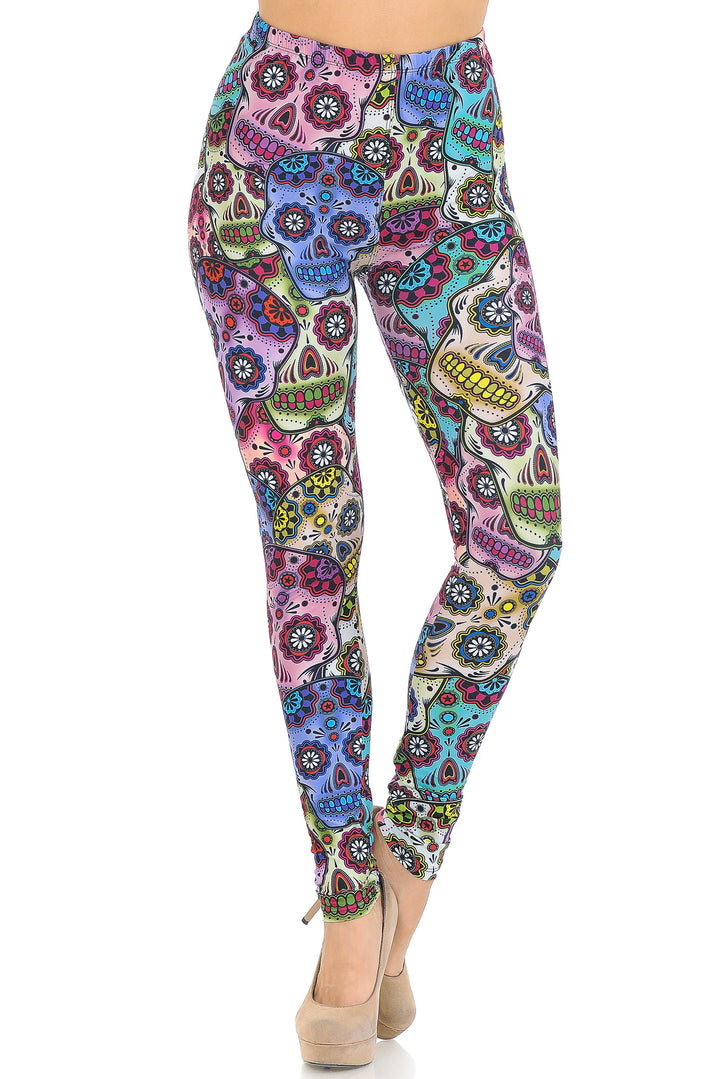 Creamy Soft Sugar Skull Leggings - USA Fashion