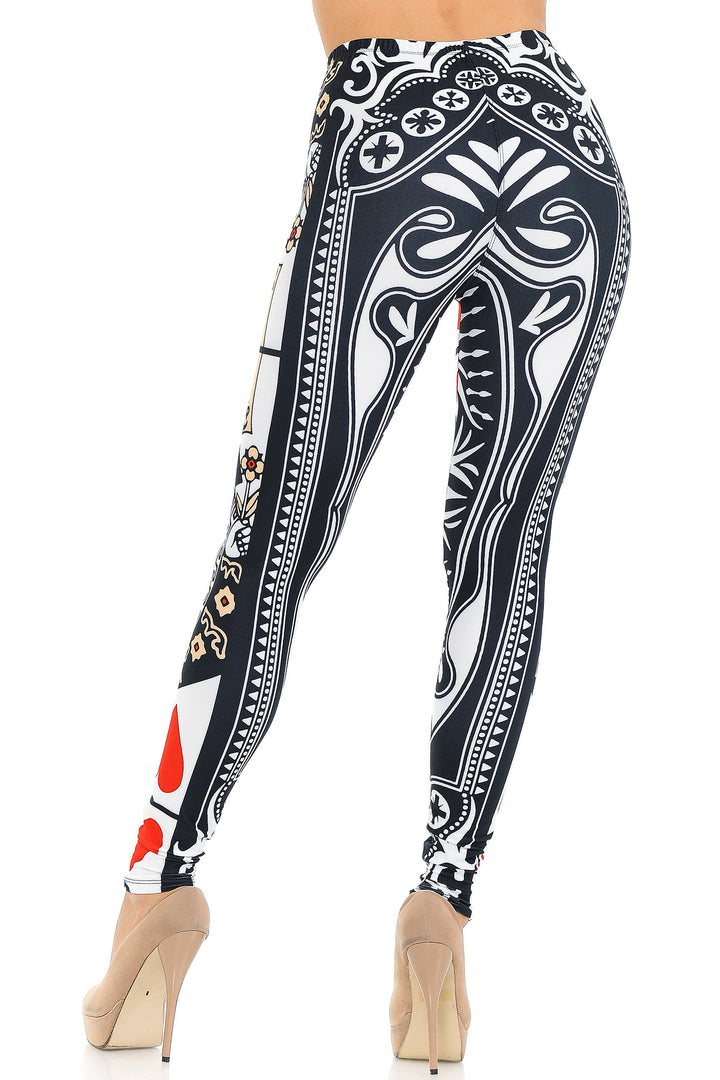 Creamy Soft Queen of Hearts Leggings - USA Fashion (One Size Regular,Multi Color Bold)