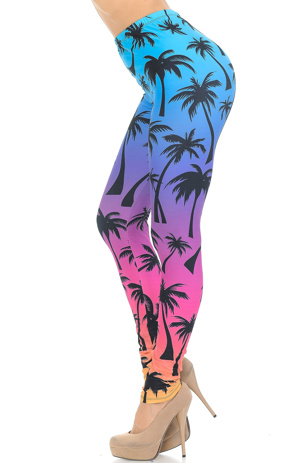 Creamy Soft Ombre Palm Tree Extra Small Leggings - USA Fashion