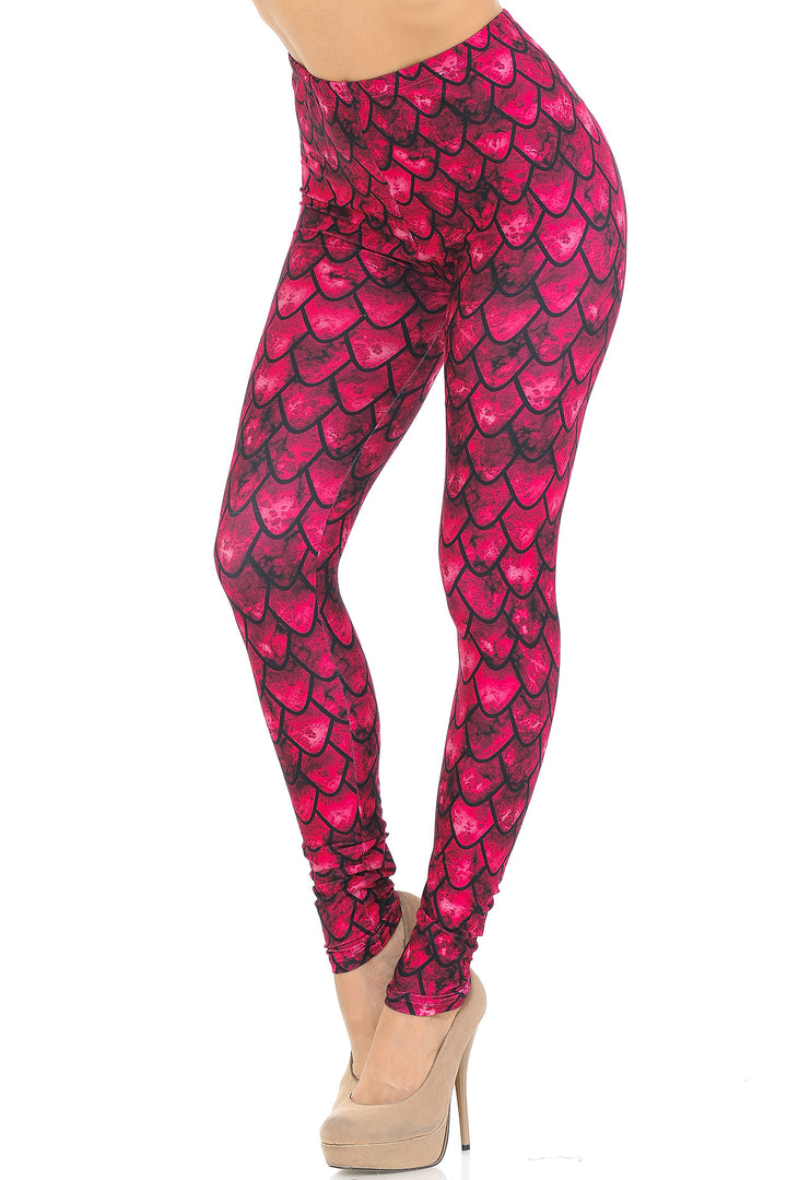 Creamy Soft Red Scale Leggings - USA Fashion