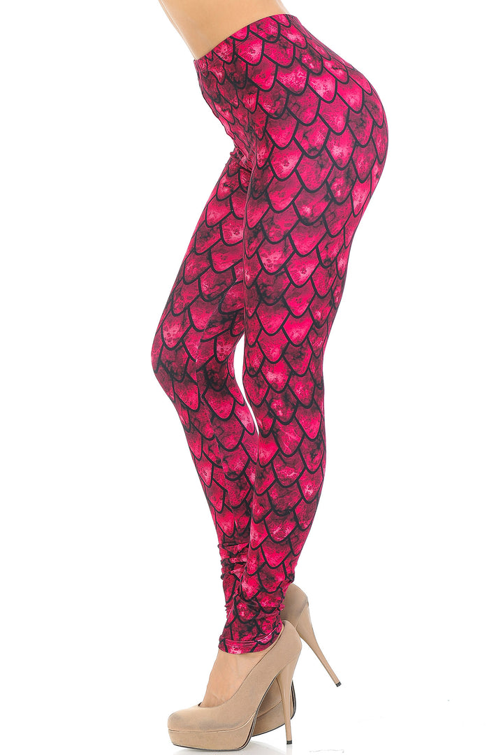 Creamy Soft Red Scale Leggings - USA Fashion