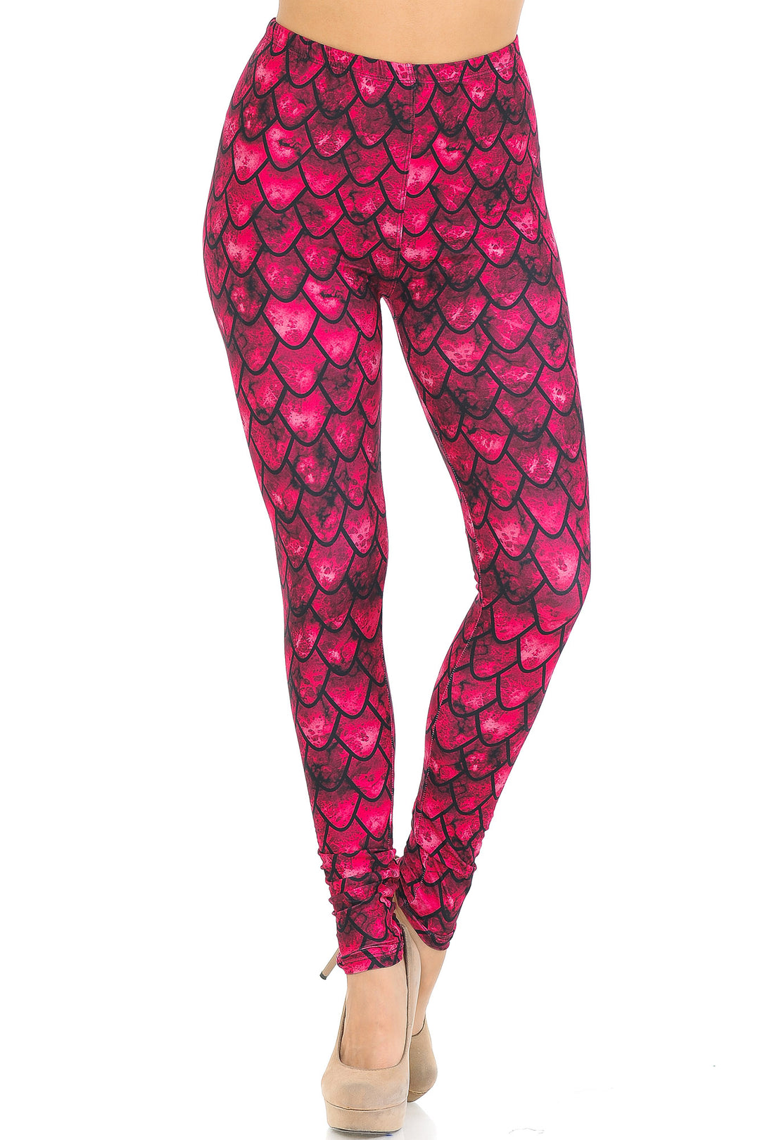 Creamy Soft Red Scale Leggings - USA Fashion