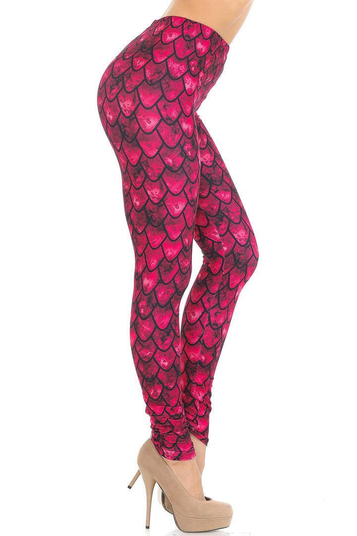 Creamy Soft Red Scale Extra Small Leggings - USA Fashion