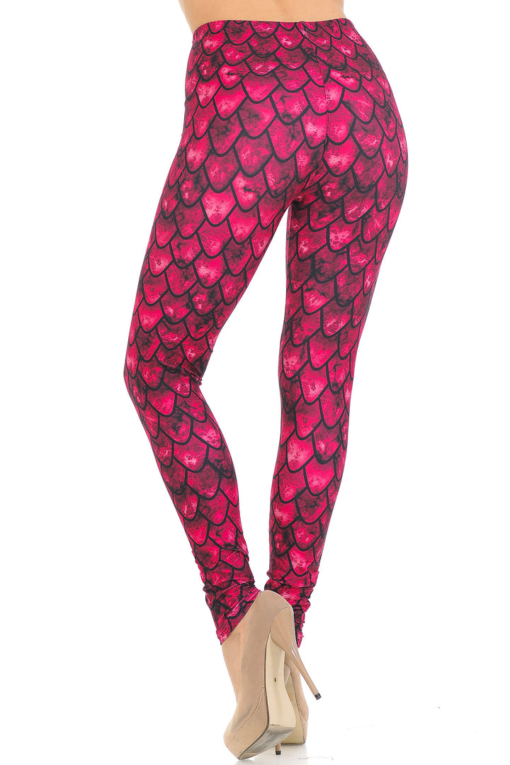 Creamy Soft Red Scale Extra Small Leggings - USA Fashion