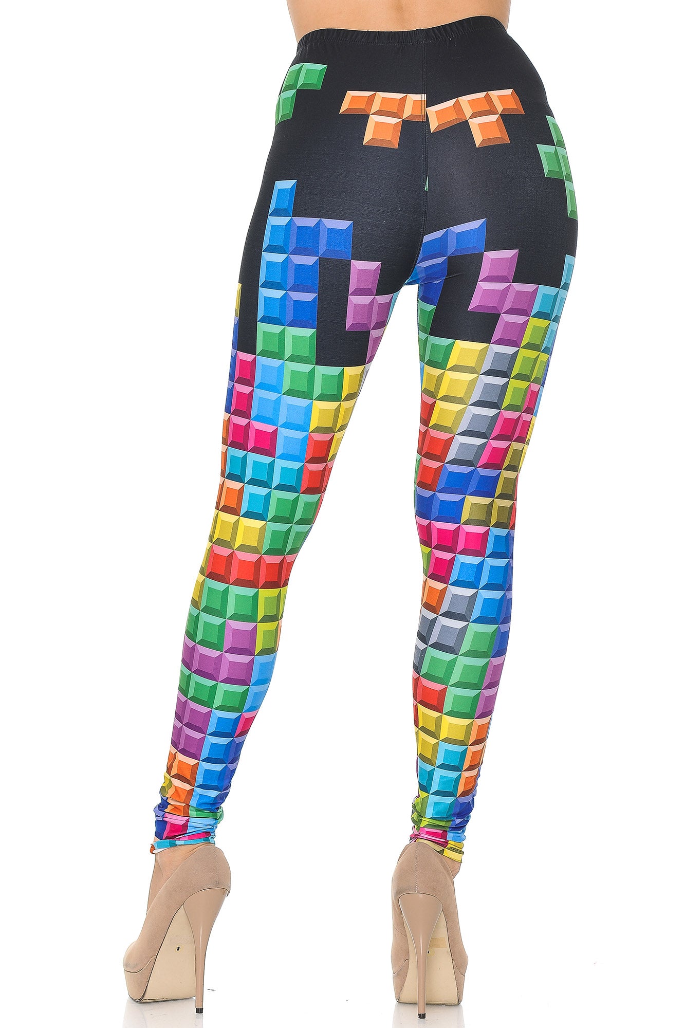 Creamy Soft Tetris Leggings - USA Fashion (One Size Regular,Multi Color Bold)