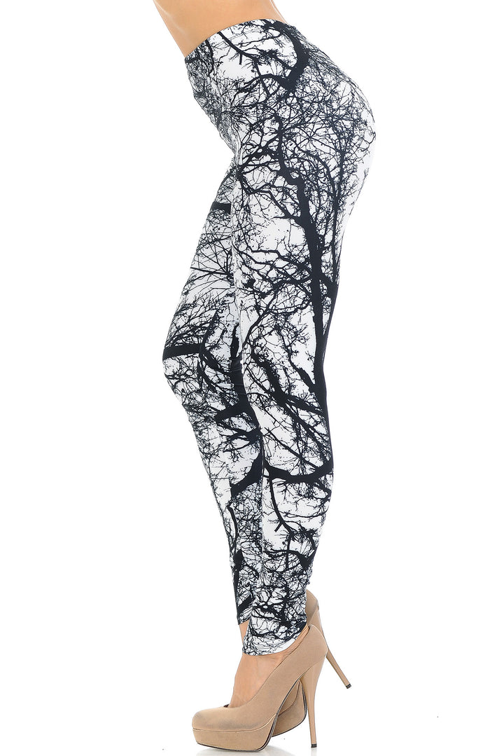 Creamy Soft Photo Negative Tree Extra Small Leggings - USA Fashion