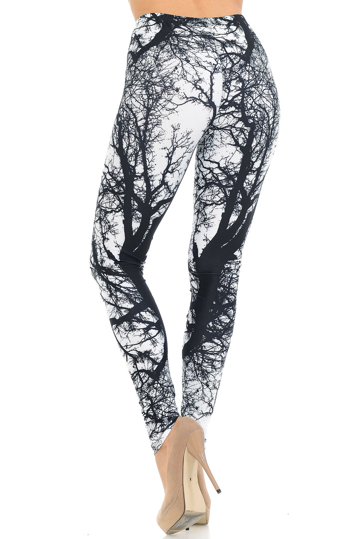 Creamy Soft Photo Negative Tree Extra Small Leggings - USA Fashion