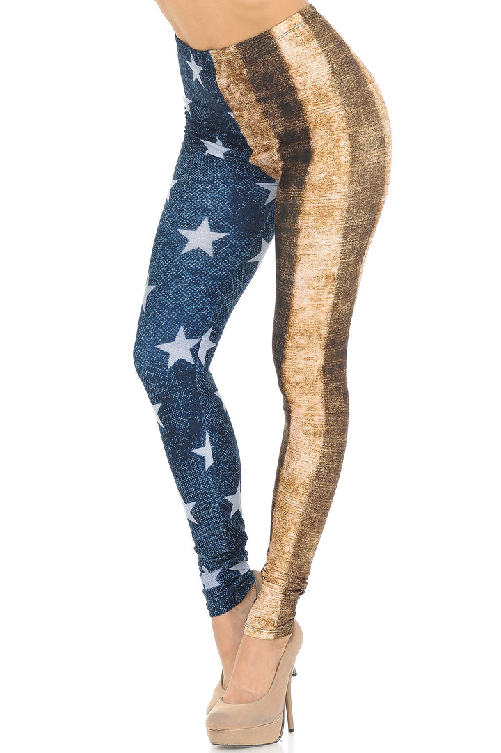 Creamy Soft Vintage USA Flag Leggings - USA Fashion
