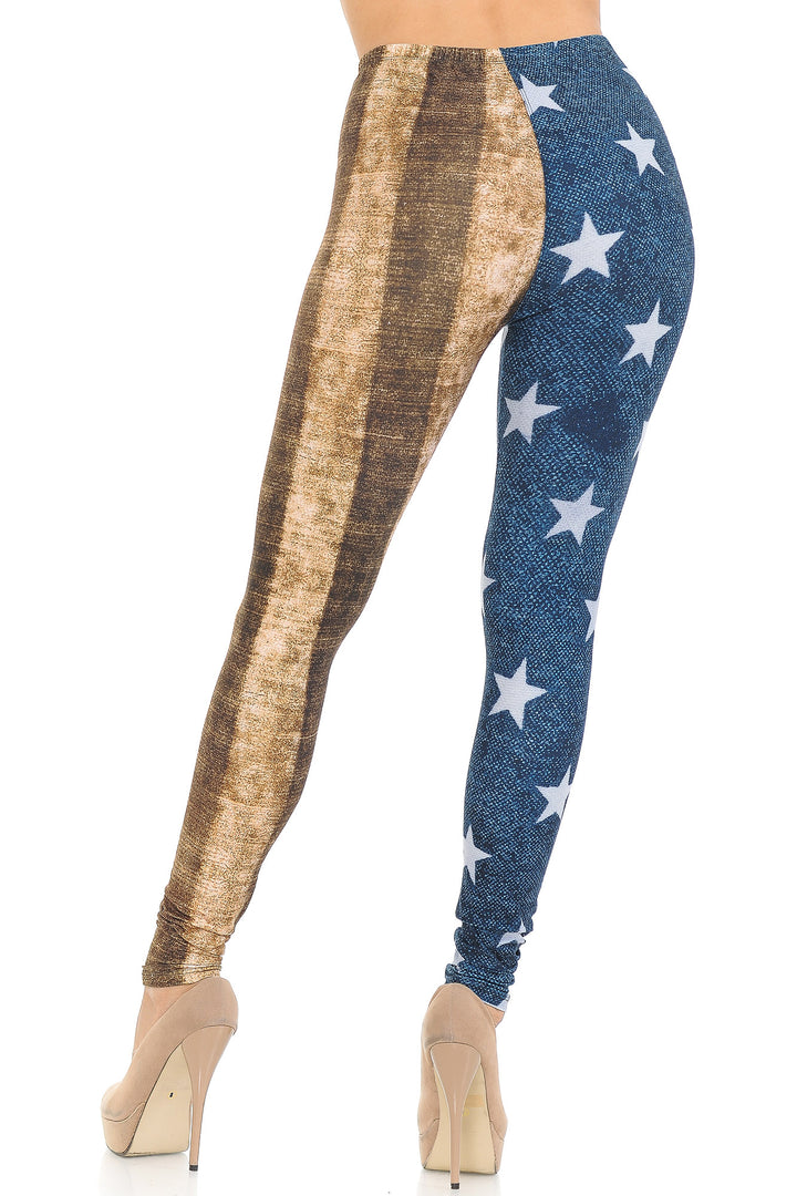 Creamy Soft Vintage USA Flag Leggings - USA Fashion
