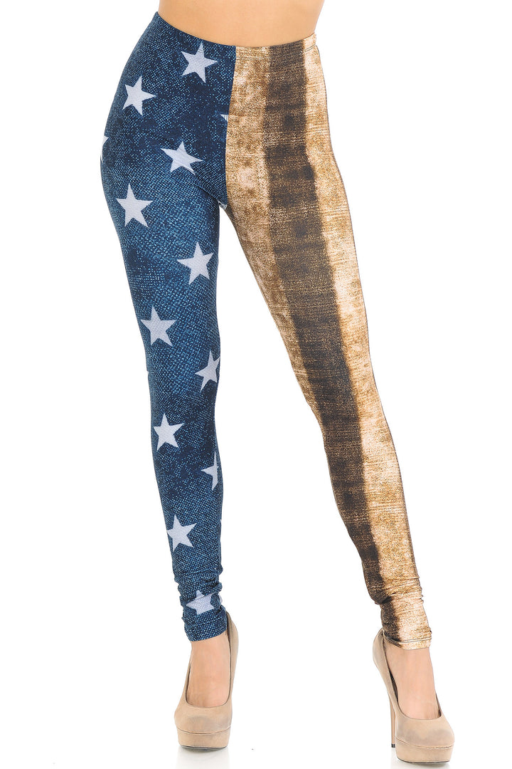 Creamy Soft Vintage USA Flag Leggings - USA Fashion