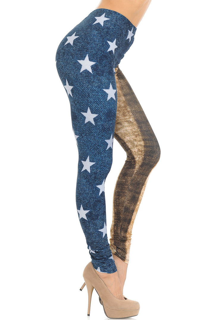 Creamy Soft Vintage USA Flag Leggings - USA Fashion