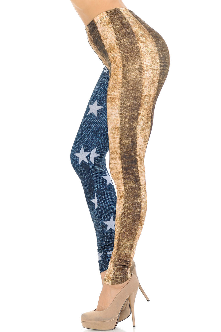 Creamy Soft Vintage USA Flag Leggings - USA Fashion