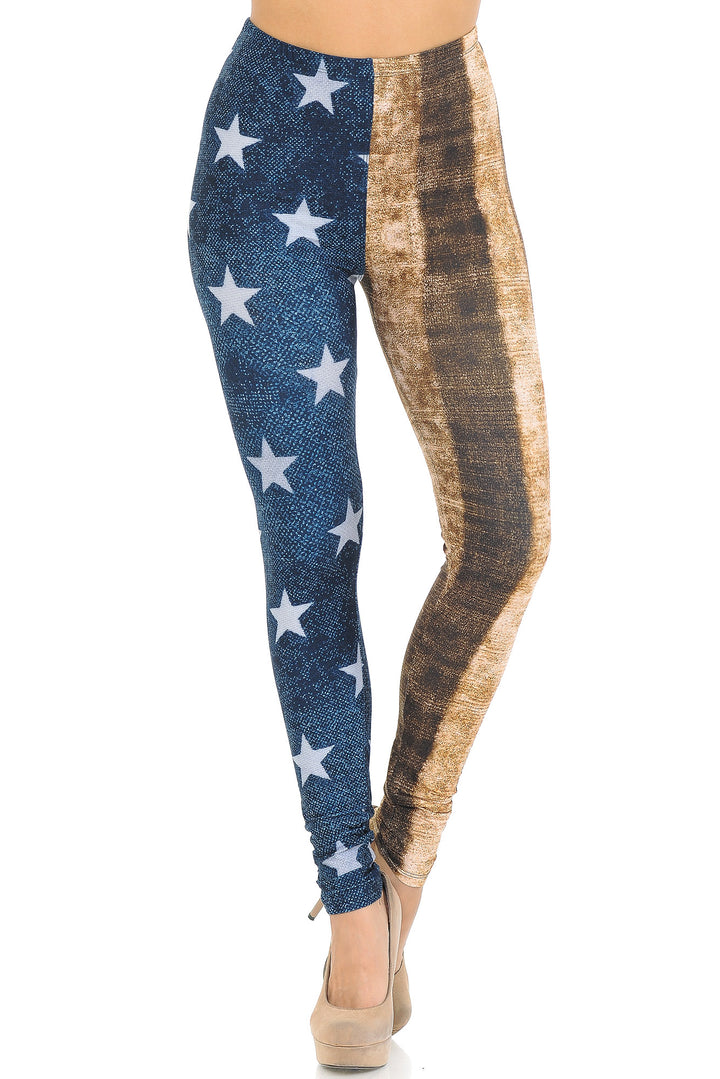 Creamy Soft Vintage USA Flag Leggings - USA Fashion
