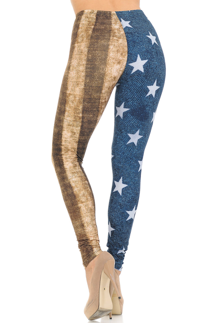 Creamy Soft Vintage USA Flag Leggings - USA Fashion