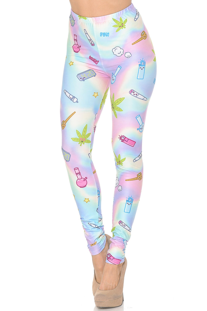 Creamy Soft Marijuana Life Extra Small Leggings - USA Fashion