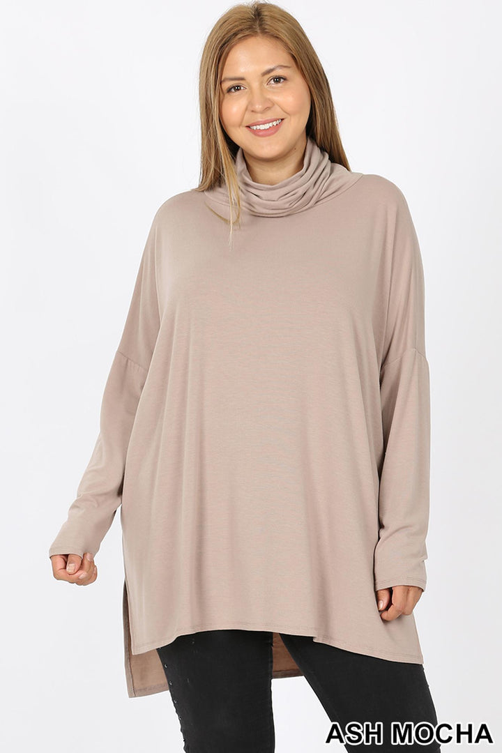 Rayon Cowl Neck Dolman Sleeve Plus Size Top