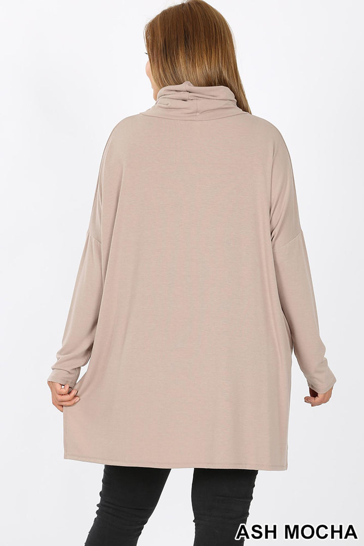 Rayon Cowl Neck Dolman Sleeve Plus Size Top
