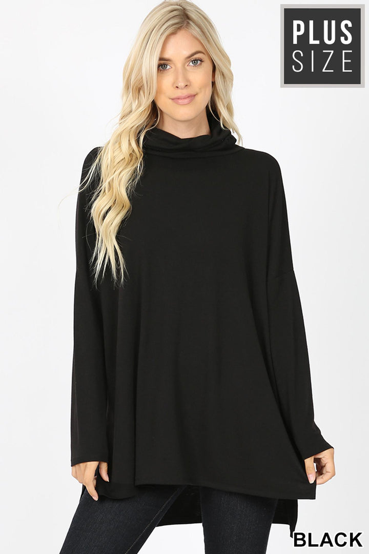 Rayon Cowl Neck Dolman Sleeve Plus Size Top