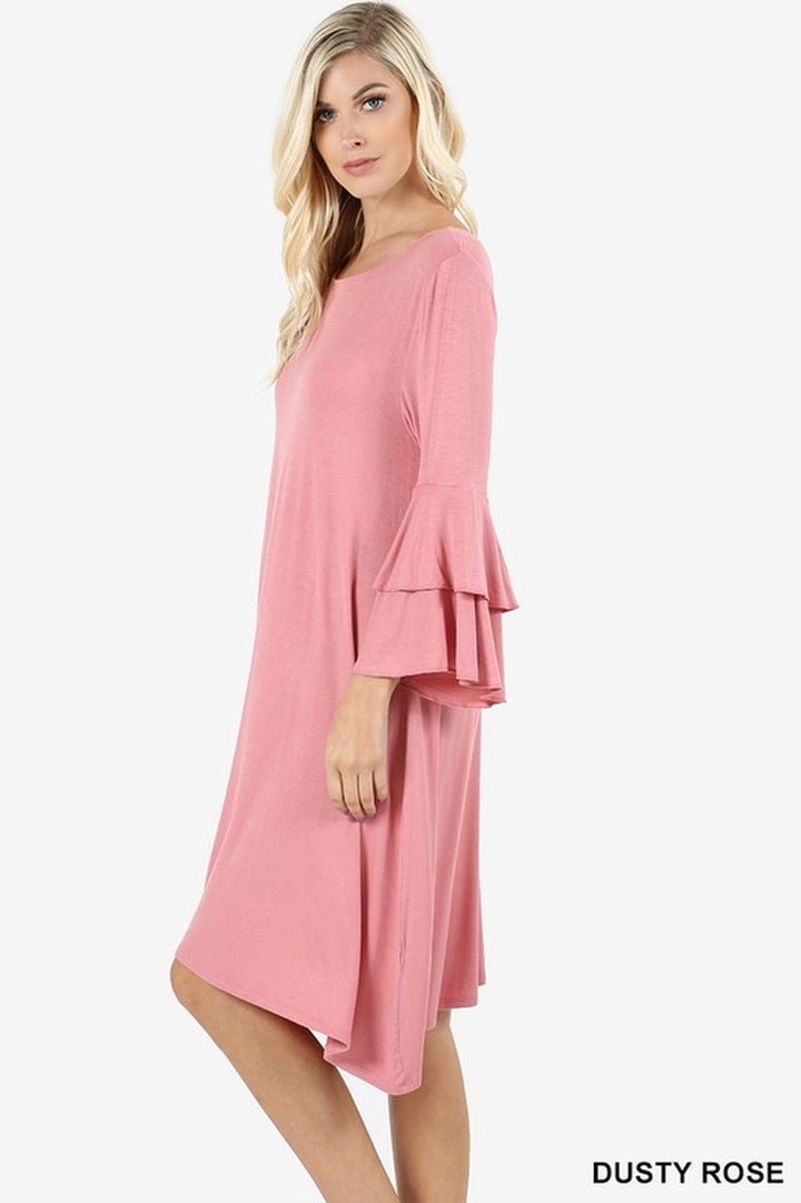 Premium Double Bell Sleeve Asymmetrical Rayon Tunic / Dress